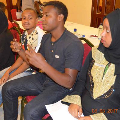 Kilif County Member Responing To Raised Issues During The Training Session At Pride Inn Hotel Mombasas